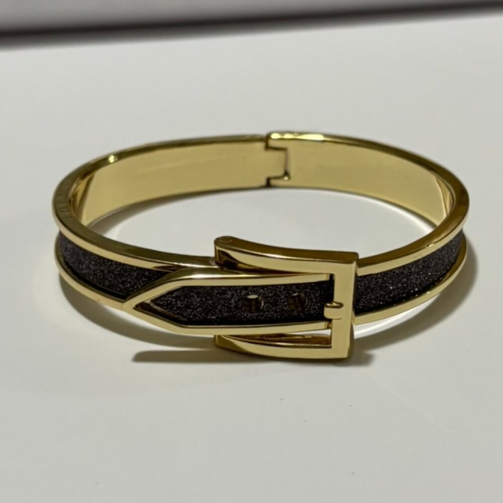 Express Gold Black Gunmetal Bangle Buckle Glitter Sparkle Thin Bracelet